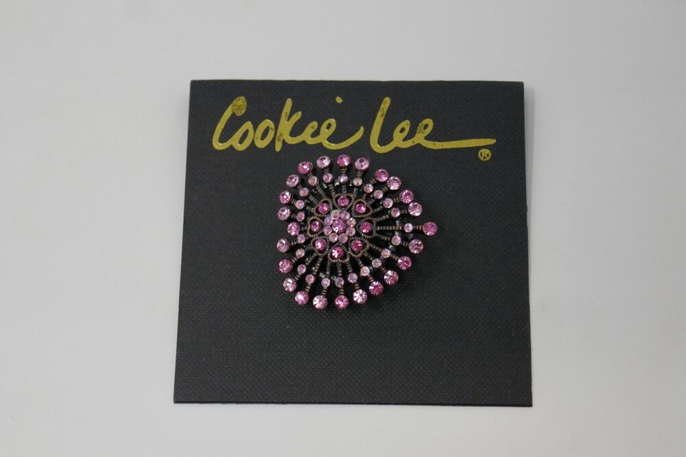 Cookie Lee Genuine Crystal Rhinestone Heart Shaped Brooch Pin NWT